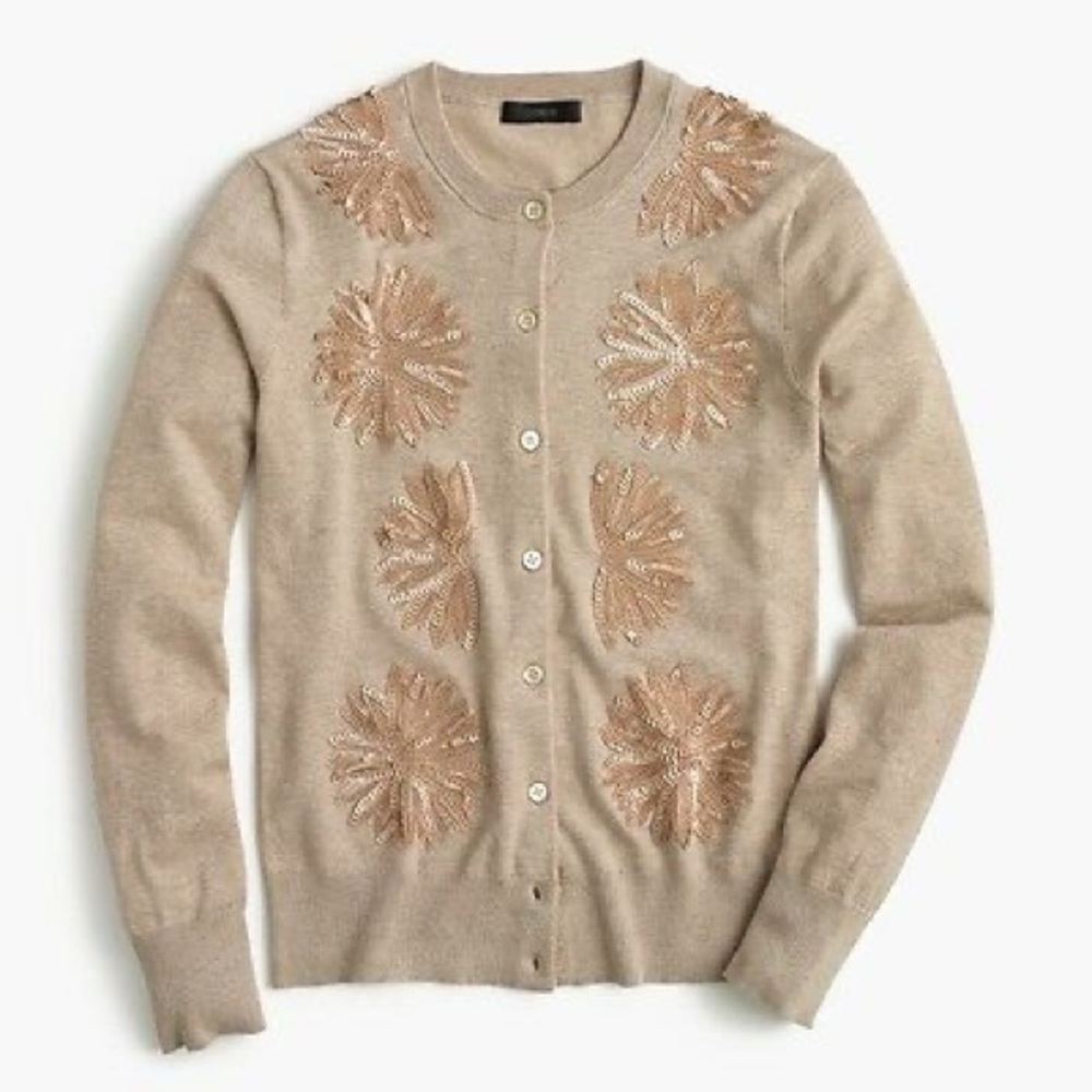 J. Crew Embellished Cotton Jackie Cardigan Sweater